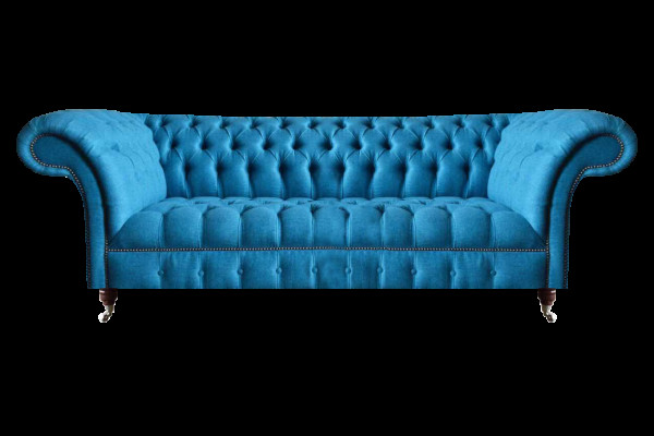 Niebieski jak niebo Chesterfield trzyosobowy elegancki trzyosobowy nowoczesny kształt sofa