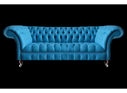 Niebieski jak niebo Chesterfield trzyosobowy elegancki trzyosobowy nowoczesny kształt sofa