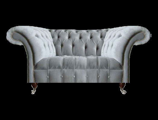 Jasnoszara sofa Chesterfield z designerskimi siedziskami - elegancka nowoczesna kanapa.