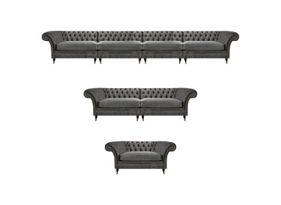Chesterfield zestaw mebli tapicerowanych projektantów z tkaniny - kanapy meble designerskie
