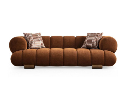 Brązowa trzyosobowa sofa do salonu Luksusowe sofy tekstylne Meble designerskie do siedzenia