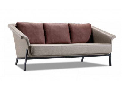Szara sofa z tkaniny projektanta w salonie trzyosobowauna meble.