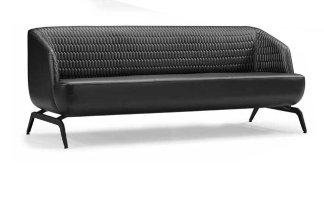 Czarna skórzana sofa projektanta 3-osobowa kanapa Meble wypoczynkowe do salonu 3-osobowe
