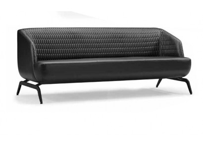 Czarna skórzana sofa projektanta 3-osobowa kanapa Meble wypoczynkowe do salonu 3-osobowe