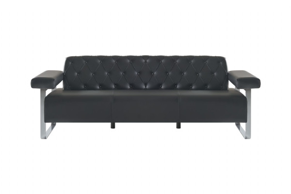 Chesterfield Design 3-osobowa sofa jednokolorowa w kolorze czarnym w stylu nowoczesnym.