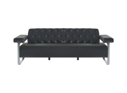 Chesterfield Design 3-osobowa sofa jednokolorowa w kolorze czarnym w stylu nowoczesnym.