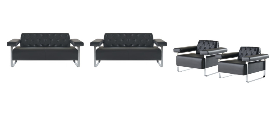 Chesterfield Design Sofy 4-częściowy 2-osobowy fotel Skóra Stylowy