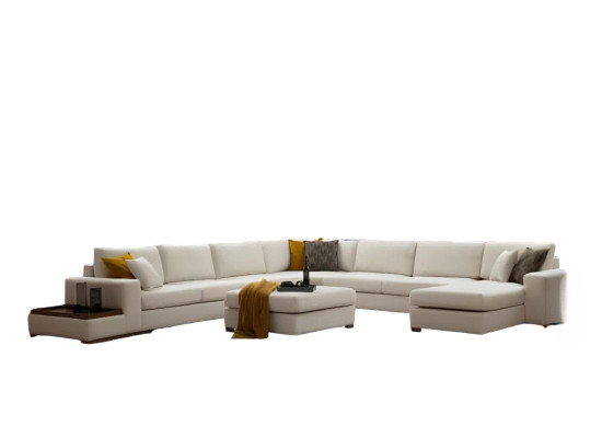 Nowoczesna biała sofa w kształcie litery U Elegancki zestaw wypoczynkowy Obicie z eleganckich kanap