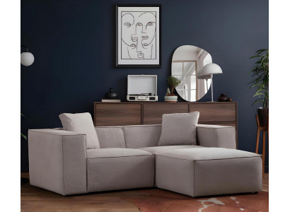Zestaw do salonu 2-częściowy 3-osobowy z podnóżkiem Nowoczesny design Szary jednobarwny