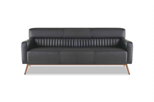 Pracownia 3-osobowa Sofa Czarna Jednolita Nowoczesny Design Salon