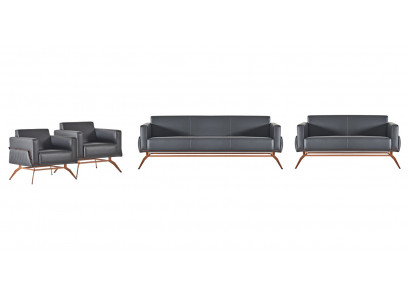 Zestaw mebli do salonu 4 elementowy - 3-osobowa sofa, 2-osobowa sofa, 2 fotele, szary jednokolorowy styl.