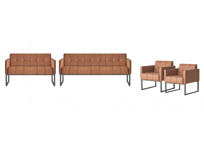 Zestaw mebli do salonu 4-elementowy 2 x sofa 3-osobowa 2 x fotel Brązowy Jednokolorowy Styl nowoczesny