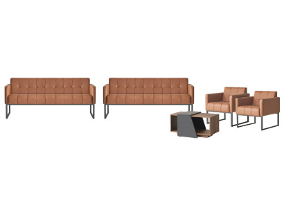 Zestaw mebli do pokoju pracy 5-elementowy 2x 3-osobowa sofa 2x fotel Stolik kawowy Brąz Szary Styl