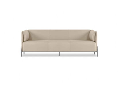 Zestaw mebli do biura - Beżowa sofa 3-osobowa w nowoczesnym designie z poduszkami do salonu.