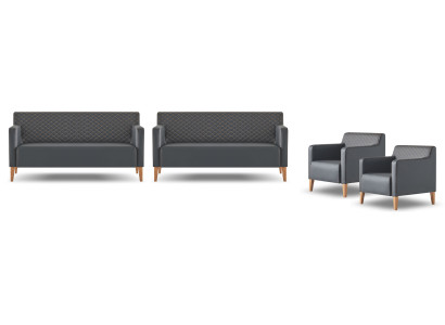Zestaw mebli do biura 4-el Schwarz 2x 3-osobowa Sofa 2x Fotel Jednokolorowy Nowoczesny