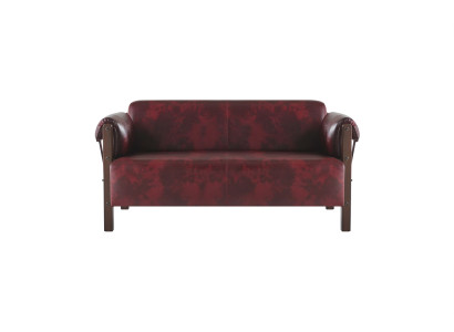 Sofa Bordeaux dwuosobowa sofa skórzana z drewna - nowoczesna sofa z podłokietnikami
