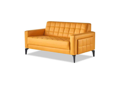 Sofa żółte dwuosobowe, sofa Chesterfield z skóry, meble do siedzenia dwuosobowe