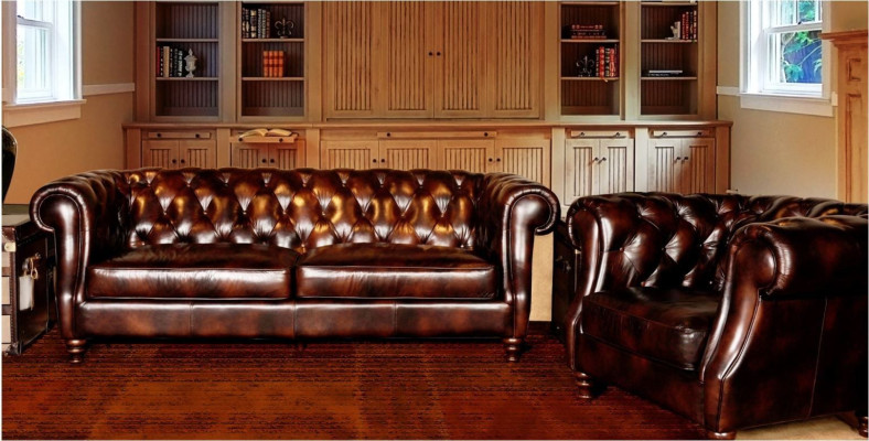 Chesterfield Big XXL Sofa Blackpool Kanapa z eko skóry i tkaniny, zestaw obiciowy