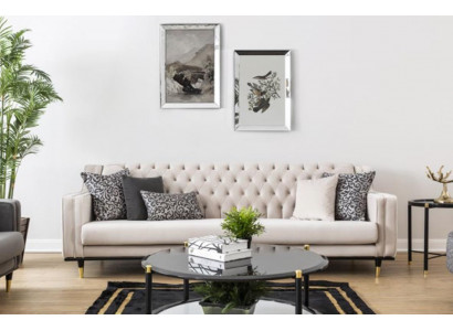 Klasyczna Sofa Trzyosobowa Chesterfield Meble Luksusowe Kanapy Beżowa 3 Sofy Siedziba