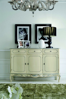Design Meble Style Classic Kredens Biały Komoda Drewno Włoskie