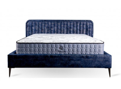 Łóżko Blue Podwójne łóżko Sypialnia Drewno Meble Design Elegancki Podkładka Materiał Nowość
