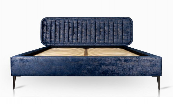 Łóżko Blue Podwójne łóżko Sypialnia Drewno Meble Design Elegancki Podkładka Materiał Nowość
