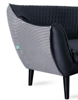 Sofa 2 miejsce do siedzenia Czarny Nowoczesny Salon Luksusowy Design Drewno Meble Podkładka Materiał