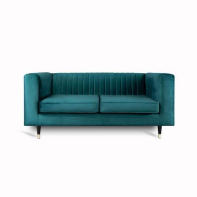 Sofa 2 miejsce do siedzenia Zielona Elegancka Nowoczesna Luksusowa Design Drewno Meble Podkładka Materiał Nowość