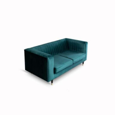 Sofa 2 miejsce do siedzenia Zielona Elegancka Nowoczesna Luksusowa Design Drewno Meble Podkładka Materiał Nowość