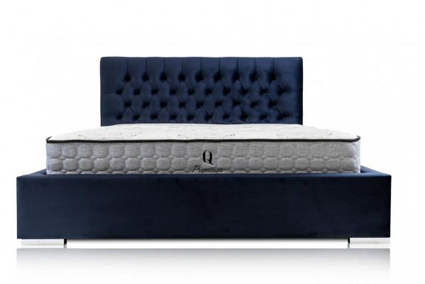 Łóżko Blue Modern Design Materiał Podkładka Sypialnia Podwójne łóżko Drewno Elegant Nowość