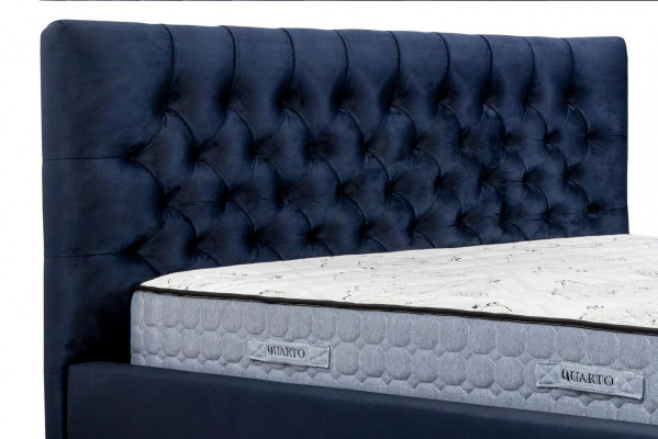 Łóżko Blue Modern Design Materiał Podkładka Sypialnia Podwójne łóżko Drewno Elegant Nowość