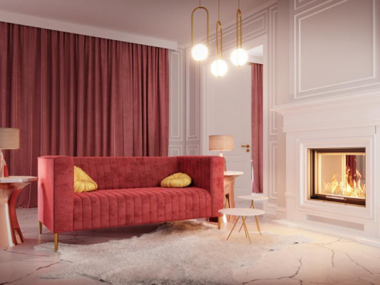 Sofa 2 miejsce do siedzenia Różowy Salon Nowoczesny Design Luksusowe Drewno Meble Podkładka Materiał Nowość