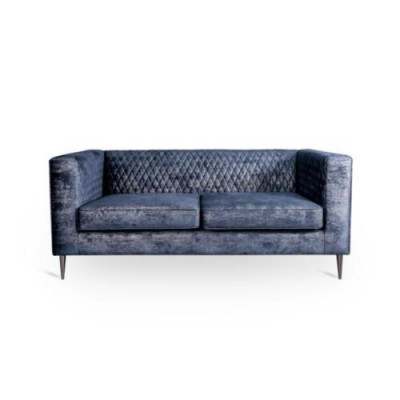 Sofa 2 miejsce do siedzenia Niebieska Elegancka Nowoczesna Luksusowa Design Drewno Meble Podkładka Materiał Nowość