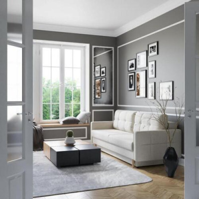 Sofa 3 miejsce do siedzenia Biały Sofy Siedziba Salon Nowoczesny Design Podkładka Materiał Luksus Nowość