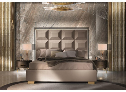 Design Modern Luxury Sypialnia Stolik nocny Łóżko 3-częściowe. Zestaw Sypialni