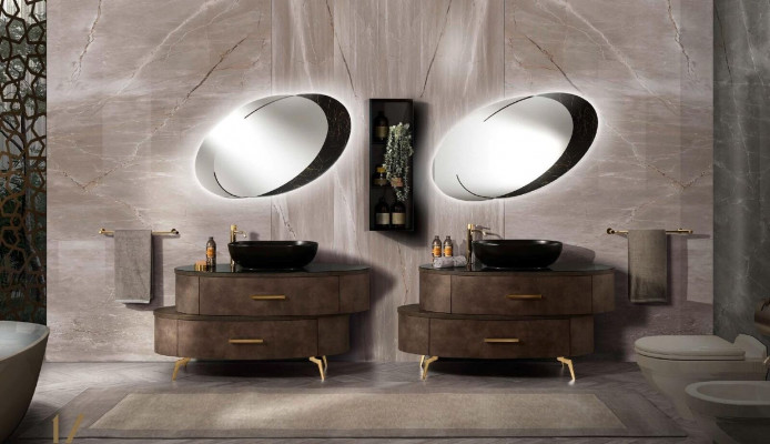 Design Łazienka Meble łazienkowe 2 szt. Zestaw Ustaw Kredens Umywalk Czarny
