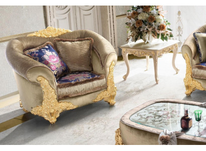 1 miejsce siedzące Fotel Design Art déco Krzesło Podkładka Club New Relaks Materiał Włókienniczy Lounge