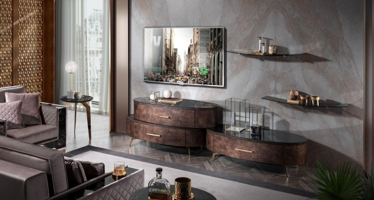 Projekt Jednostka ścienna kredens 2x półka ścienna rtv Kredens Kredens 4 szt. Ustaw RTV