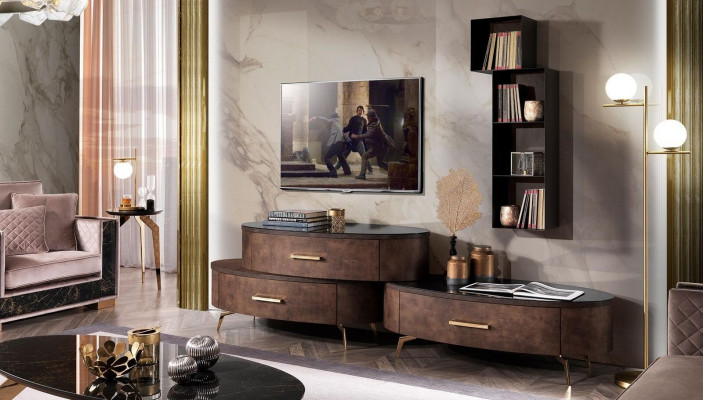 Projekt zestawu do salonu 2x Kredens półka ścienna Jednostka ścienna Półka Szafki 4-częściowy.