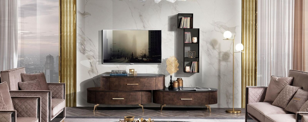 Projekt zestawu do salonu 2x Kredens półka ścienna Jednostka ścienna Półka Szafki 4-częściowy.