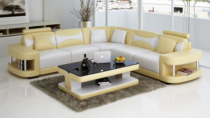 Design Narożnikowa kanapa Skóra Sofa Kanapa Podkładka Narożnik Siedziba Żywy krajobraz Ustawić