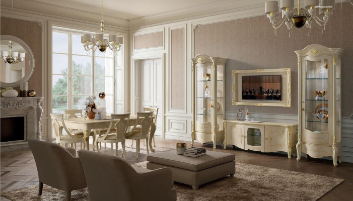 Witryny Gablota Klasyczne Luksusowa Szafa Drewno Włoski Styl Meble Szkło Nowe