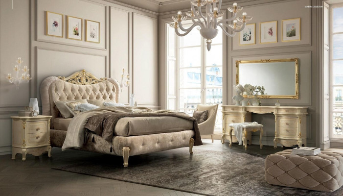 Łóżko Meble Podwójne łóżko Chesterfield Sypialnia Meble Design bed Włochy Nowe