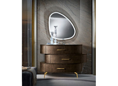 Kredens z Lustro Komody Sypialnia Szafa Drewno Nowoczesny Design Brązowy Zestaw