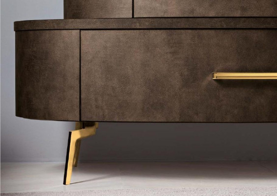 Kredens z Lustro Komody Sypialnia Szafa Drewno Nowoczesny Design Brązowy Zestaw