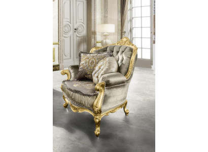 Fotel Relaks Materiał Lounge Club Podkładka Design Couch Sofa miejsce do siedzenia Luxury Gold Nowość