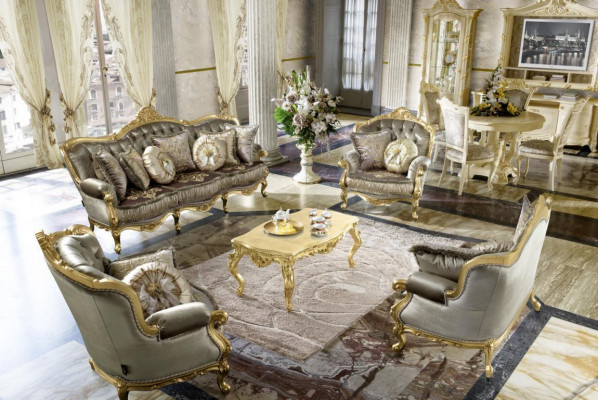 Fotel Relaks Materiał Lounge Club Podkładka Design Couch Sofa miejsce do siedzenia Luxury Gold Nowość