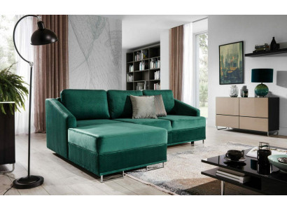 Luksusowa kanapa narożnikowa - Sofa Emerald Green Podkładka Zestaw narożny funkcja łóżka nowość
