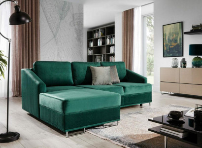Luksusowa kanapa narożnikowa - Sofa Emerald Green Podkładka Zestaw narożny funkcja łóżka nowość