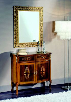 Kredens Drewno Meble Baroque z Lustro Luksusowe Meble Włoskie 2-częściowe Ustaw